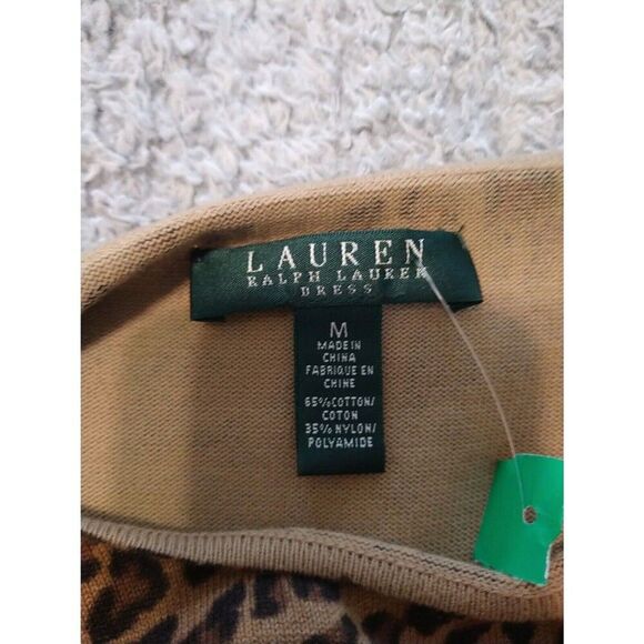 Lauren Ralph Lauren Leopard Print Sweater Dress Medium Boho Cottagecore Classic - Picture 8 of 8